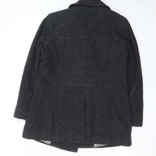 Covington Women Black Wool Blend Pea Coat L Classic Mid-Length