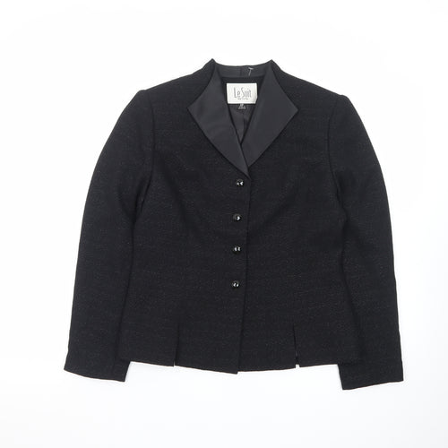 Le Suit Petite Black Notch Lapel Blazer Women’s Size 4P Formal Jacket