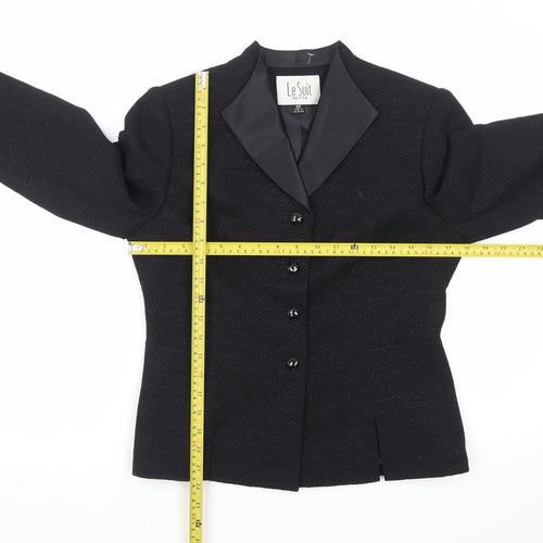 Le Suit Petite Black Notch Lapel Blazer Women’s Size 4P Formal Jacket