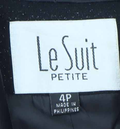 Le Suit Petite Black Notch Lapel Blazer Women’s Size 4P Formal Jacket