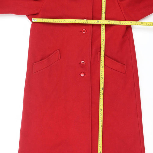 Sears Women's Red Wool Long Overcoat Size 6 Classic Vintage