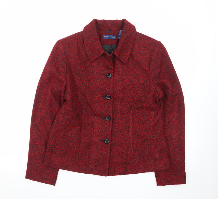 Karen Scott Women's Red Lined Button Jacket Size 12