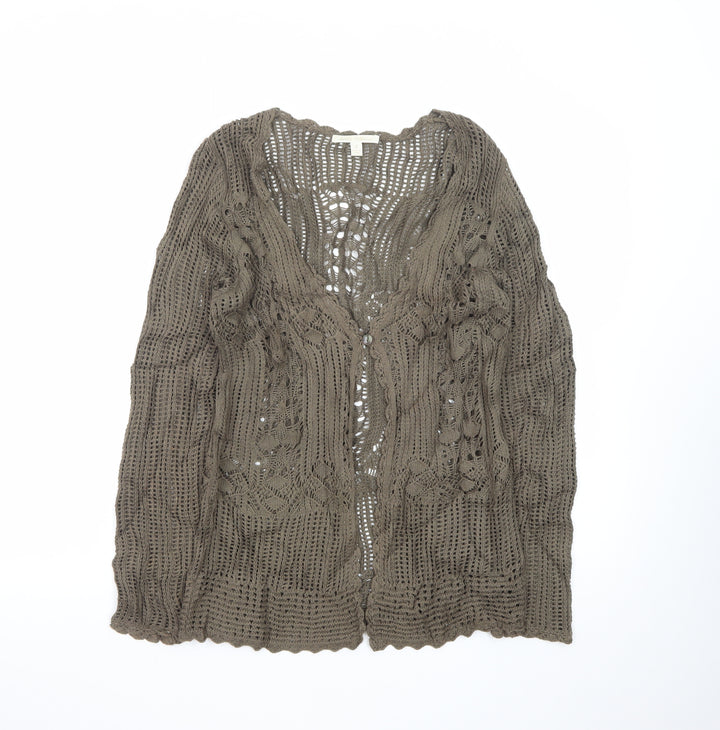 Sweater Collection Women's Brown Crochet Cardigan Size S