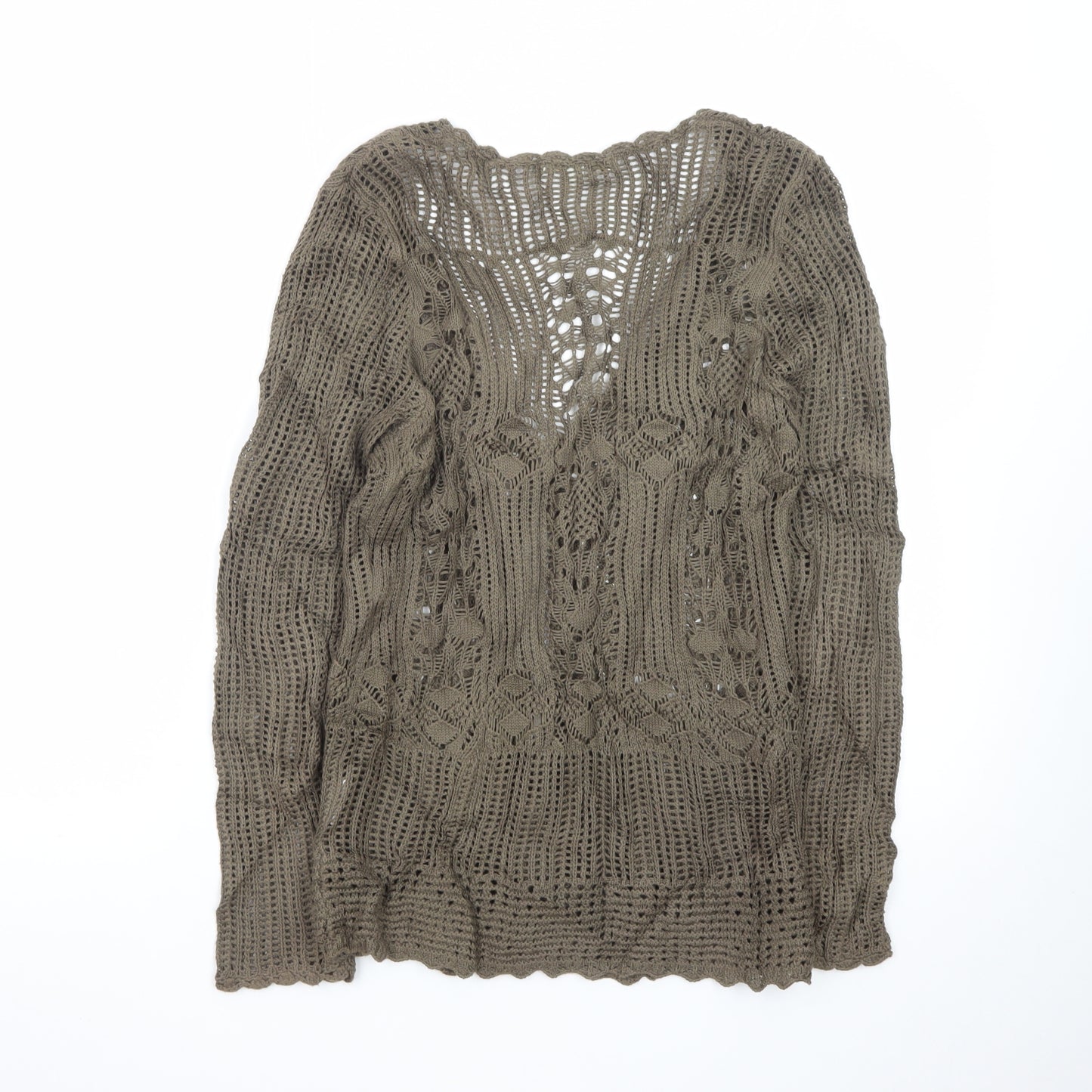 Sweater Collection Women's Brown Crochet Cardigan Size S