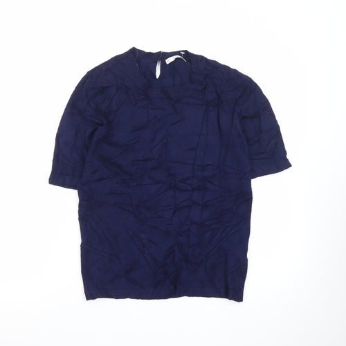 Zara Women Blue Knit Short Sleeve Pullover Jumper Size 12