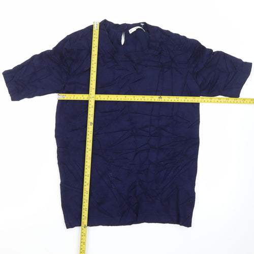 Zara Women Blue Knit Short Sleeve Pullover Jumper Size 12