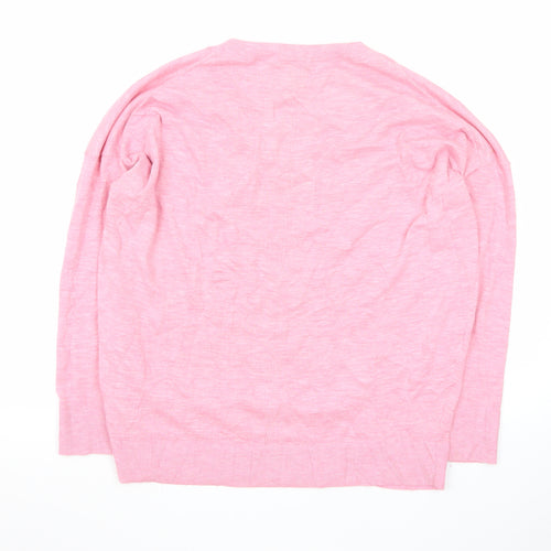 John Lewis Women Pink V-Neck Cotton Knit Jumper Size 14