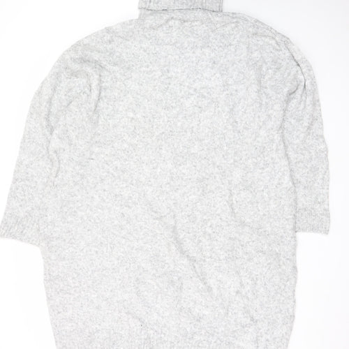 H&M Women Grey Wool Blend Roll Neck Jumper Dress Size XL