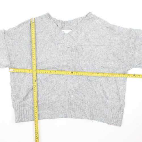 ASOS DESIGN Women's Grey V-Neck Petite Knit Jumper XS