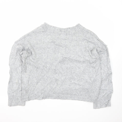 ASOS DESIGN Women's Grey V-Neck Petite Knit Jumper XS