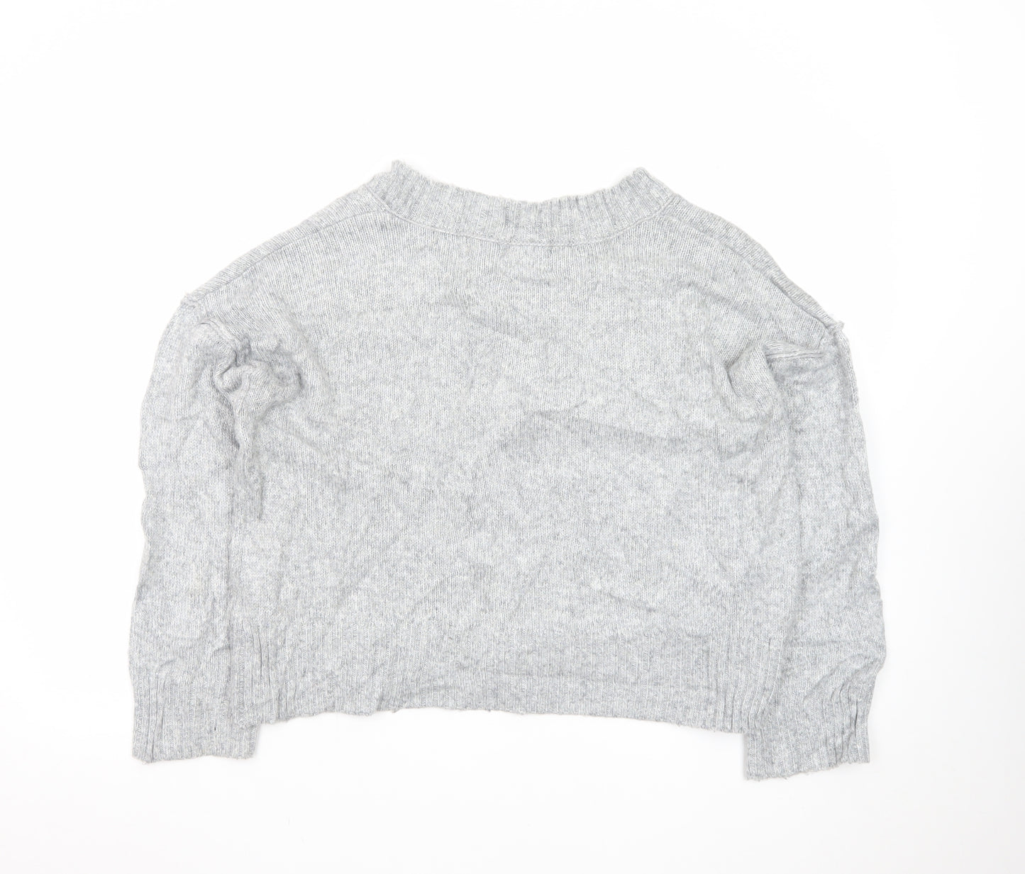 ASOS DESIGN Women's Grey V-Neck Petite Knit Jumper XS