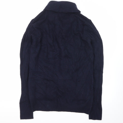 Marks and Spencer Blue Harbour Men's Blue Wool Cable-Knit Cardigan S