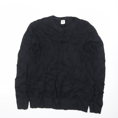 GAP Men's Black Cotton Crew Neck Pullover Jumper Size S