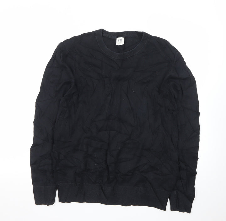GAP Men's Black Cotton Crew Neck Pullover Jumper Size S