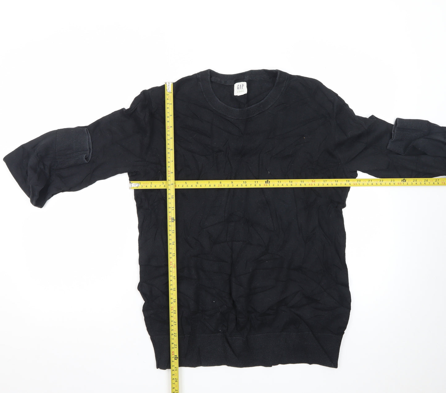 GAP Men's Black Cotton Crew Neck Pullover Jumper Size S