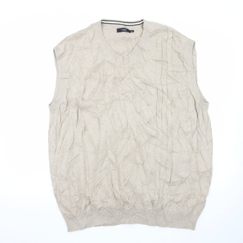 Thomas Nash Men's Beige 2XL V-Neck Sleeveless Cotton Blend Vest
