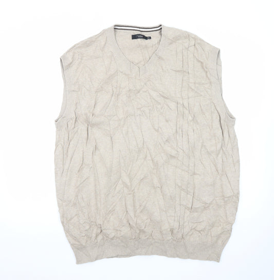 Thomas Nash Men's Beige 2XL V-Neck Sleeveless Cotton Blend Vest