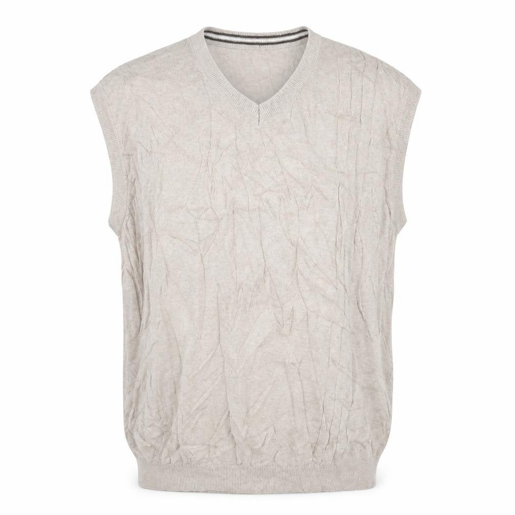 Thomas Nash Men's Beige 2XL V-Neck Sleeveless Cotton Blend Vest