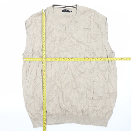 Thomas Nash Men's Beige 2XL V-Neck Sleeveless Cotton Blend Vest