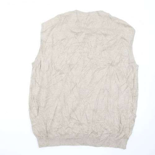 Thomas Nash Men's Beige 2XL V-Neck Sleeveless Cotton Blend Vest