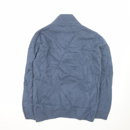 Crew Clothing Men's Blue M 1/2 Zip Wool Cable Knit Jumper