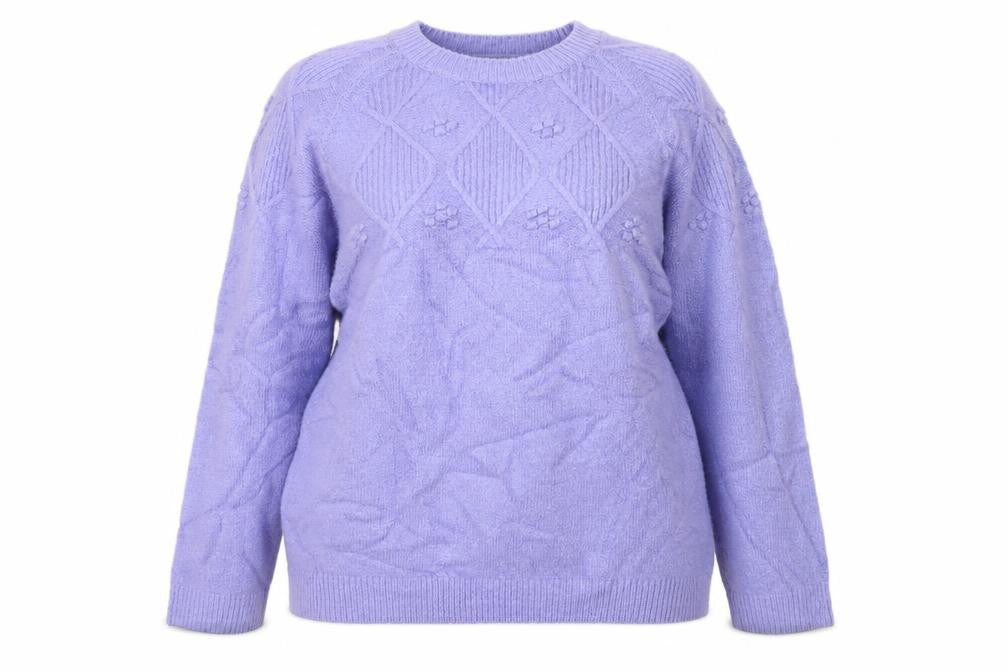 Front view of Bonmarché Women’s Purple Cable-Knit jumper, size UK 22