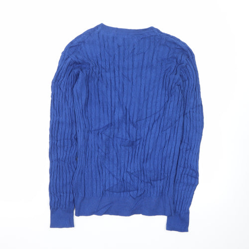Farah Jeans Boys Blue Cable-Knit Crew Neck Pullover Jumper 14-15 Years