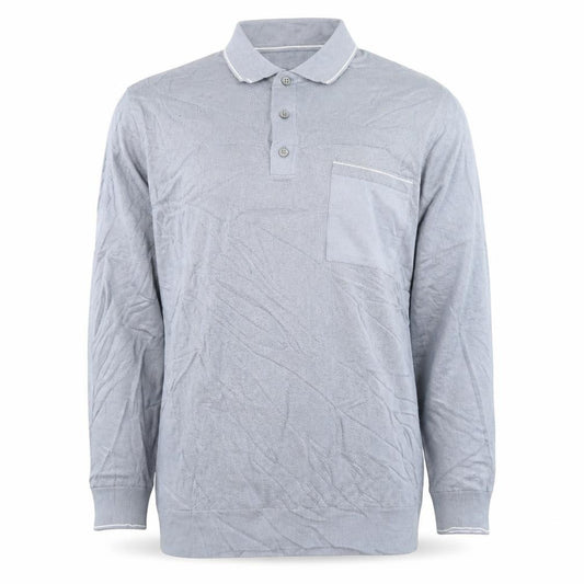 Marks and Spencer Men's Blue 2XL Long Sleeve Cotton Polo Shirt