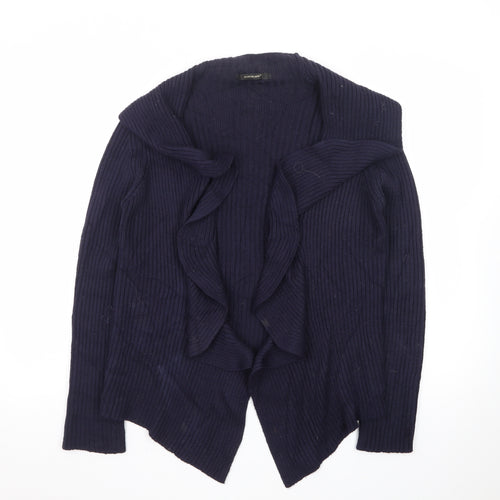 Northland Womens Blue Wool Blend Collared Open Cardigan L