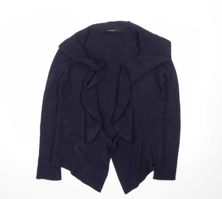 Northland Womens Blue Wool Blend Collared Open Cardigan L