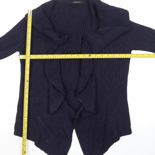Northland Womens Blue Wool Blend Collared Open Cardigan L