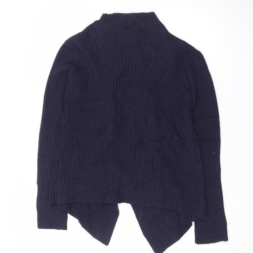 Northland Womens Blue Wool Blend Collared Open Cardigan L