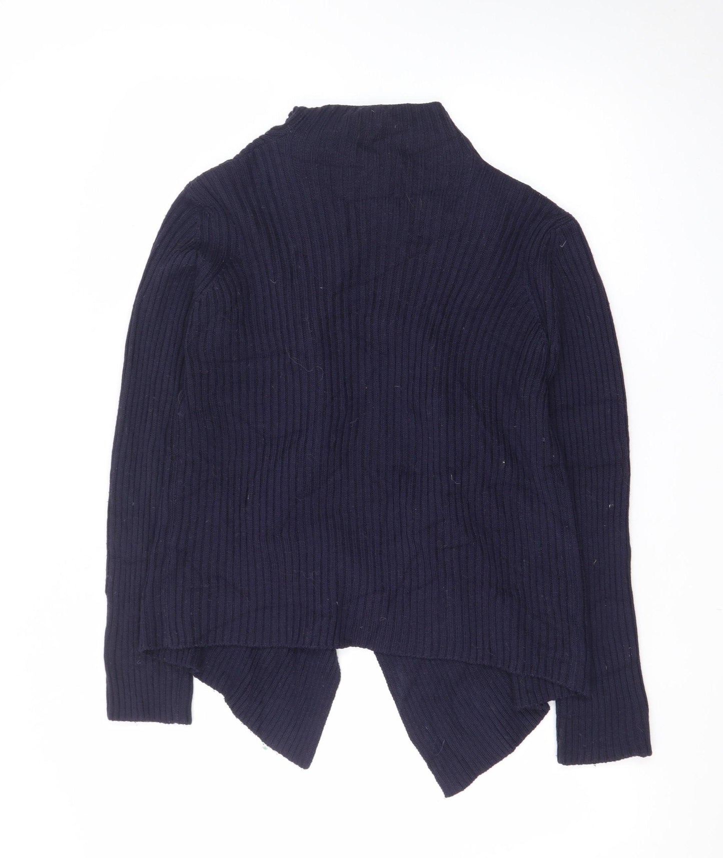 Northland Womens Blue Wool Blend Collared Open Cardigan L