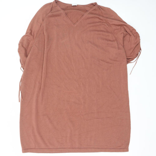 Poetry Women’s Brown Cotton V-Neck Shift Dress Size 18