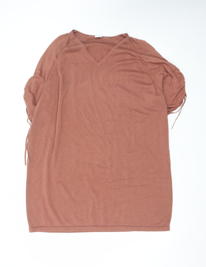 Poetry Women’s Brown Cotton V-Neck Shift Dress Size 18