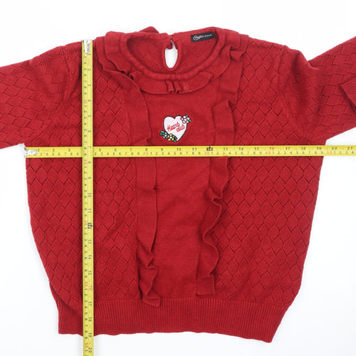 Candie's Women Red Ruffle Knit Jumper Size 12 Viscose Blend