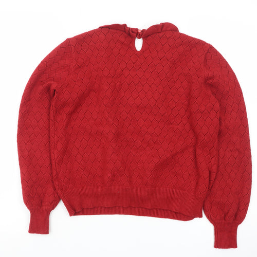 Candie's Women Red Ruffle Knit Jumper Size 12 Viscose Blend