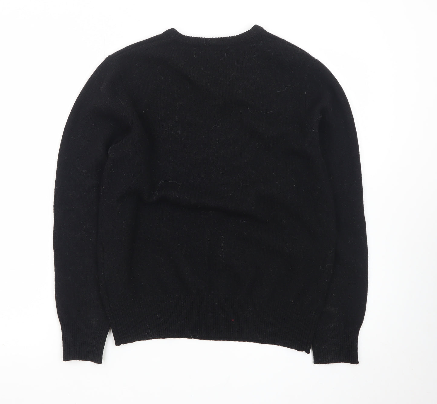 The House of Bruar Mens Black XS Lambswool Crew Neck Jumper