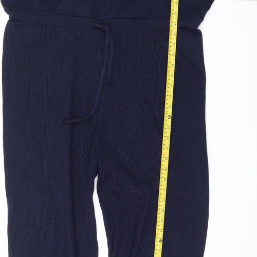 Zara Women Navy Blue Knit Long Sleeve Jumpsuit Size M