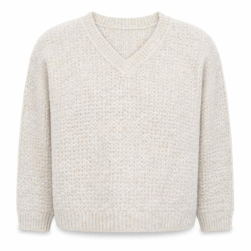 Primark Women’s Beige Chunky Knit V-Neck Wool Blend Jumper Size L