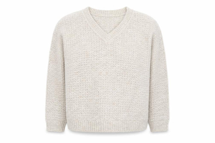 Primark Women’s Beige Chunky Knit V-Neck Wool Blend Jumper Size L