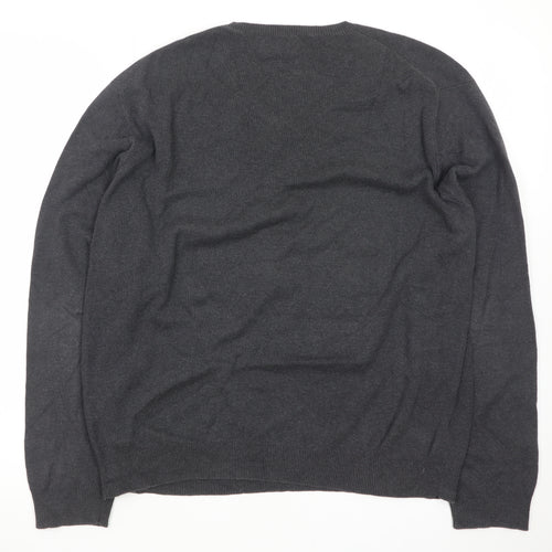 Ralph Lauren Men's Grey Cotton V-Neck Jumper Size M