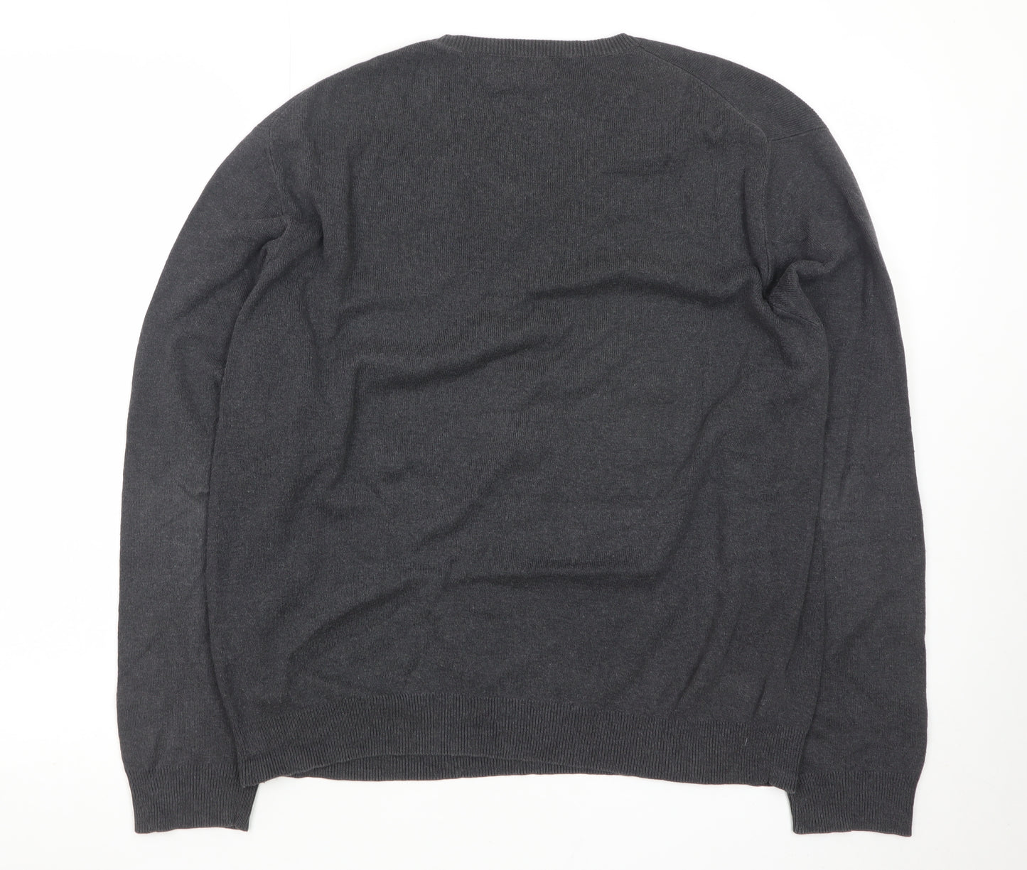 Ralph Lauren Men's Grey Cotton V-Neck Jumper Size M