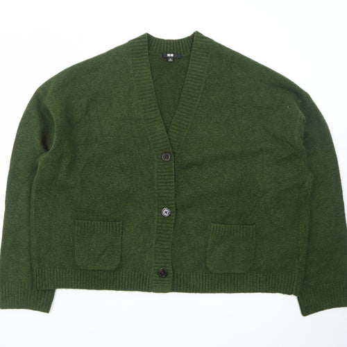 Uniqlo Womens Green Wool V-Neck Button Cardigan XL
