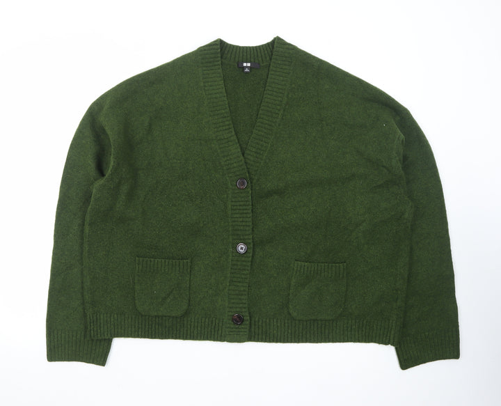 Uniqlo Womens Green Wool V-Neck Button Cardigan XL