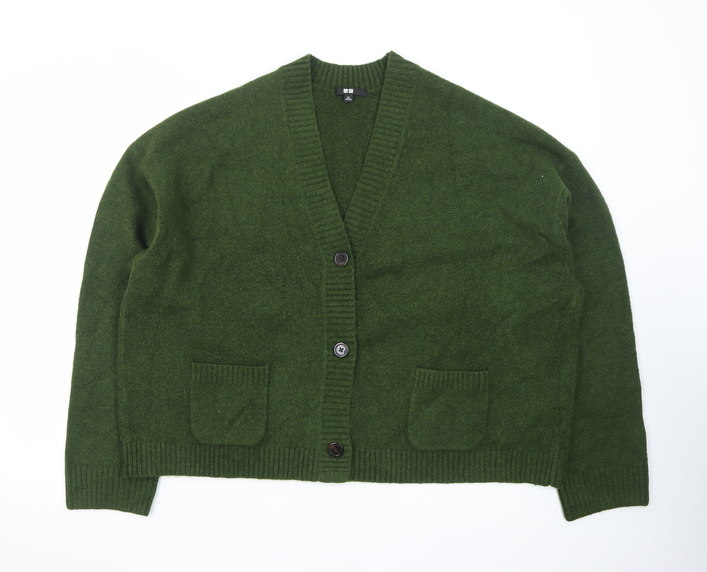Uniqlo Womens Green Wool V-Neck Button Cardigan XL