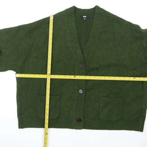 Uniqlo Womens Green Wool V-Neck Button Cardigan XL
