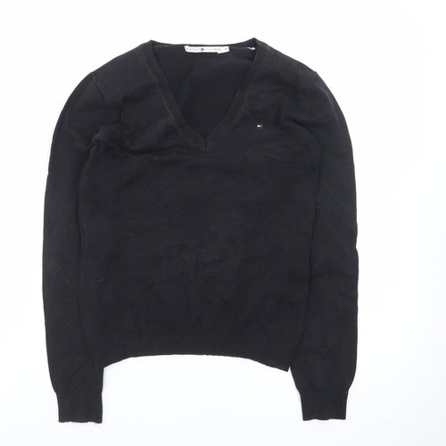 Tommy Hilfiger Men’s Black V-Neck Cotton Pullover Jumper XS