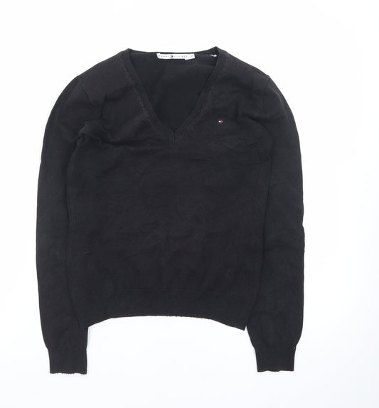 Tommy Hilfiger Men’s Black V-Neck Cotton Pullover Jumper XS