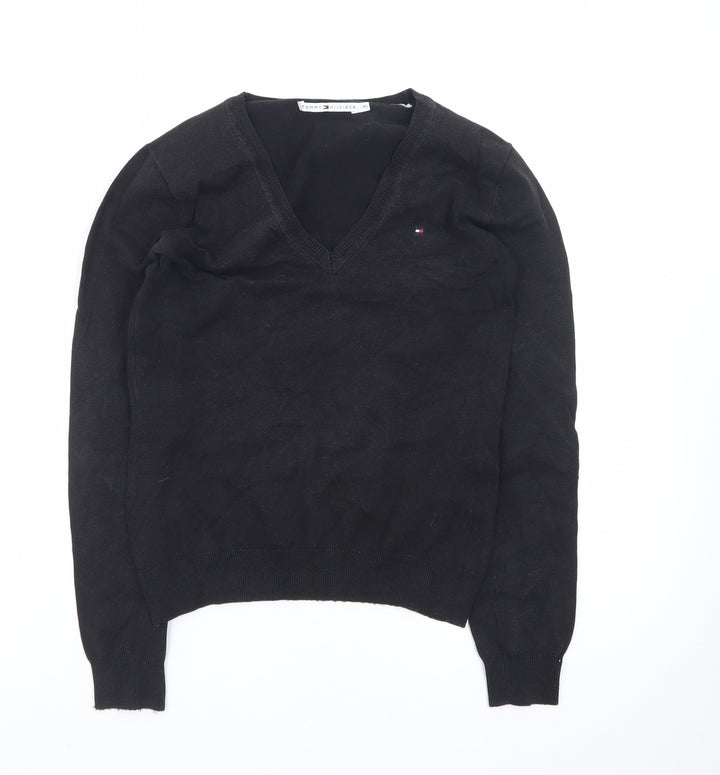 Tommy Hilfiger Men’s Black V-Neck Cotton Pullover Jumper XS